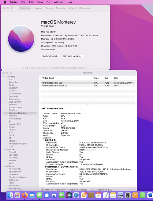 Saphire RX 550 2GB Gaming MacOS 12.0.1